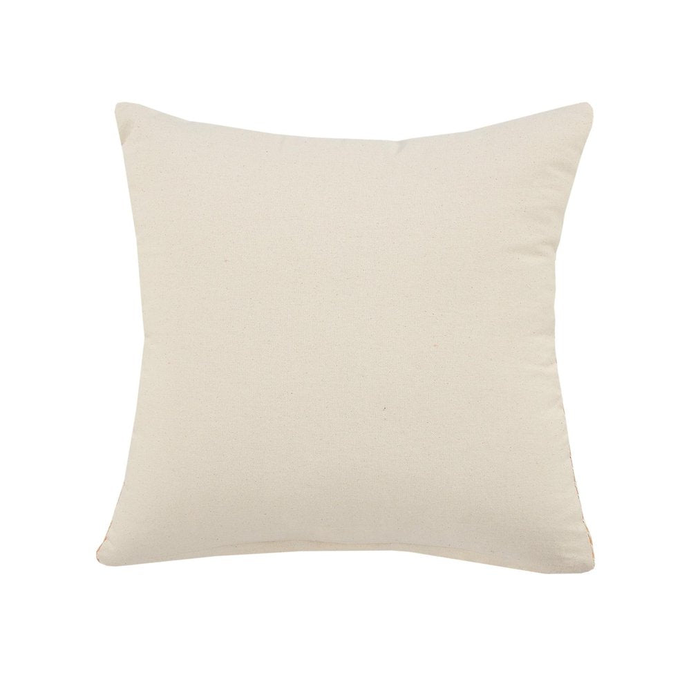 18" Cream And Orange Color Block Cotton Throw Pillow Cover
