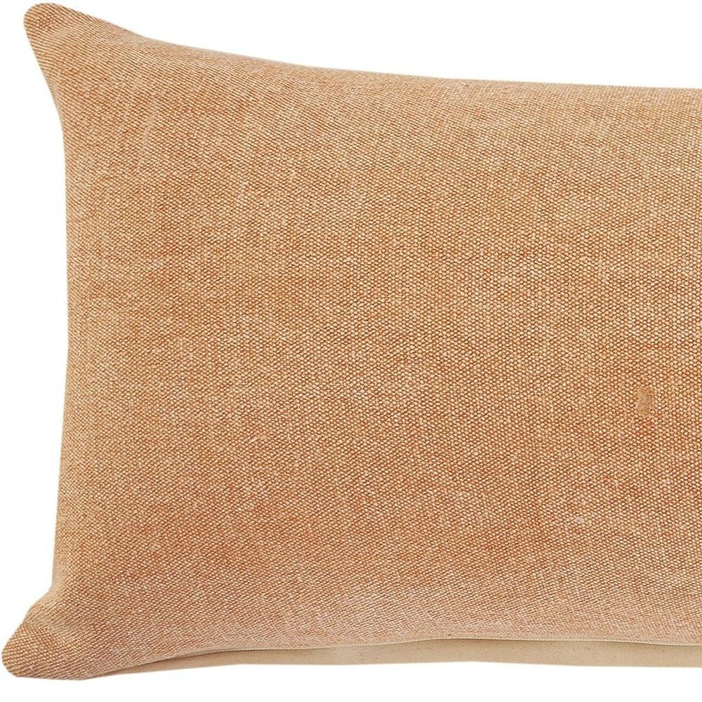 14" X 36" Brown Lumbar Cotton Throw Pillow Cover