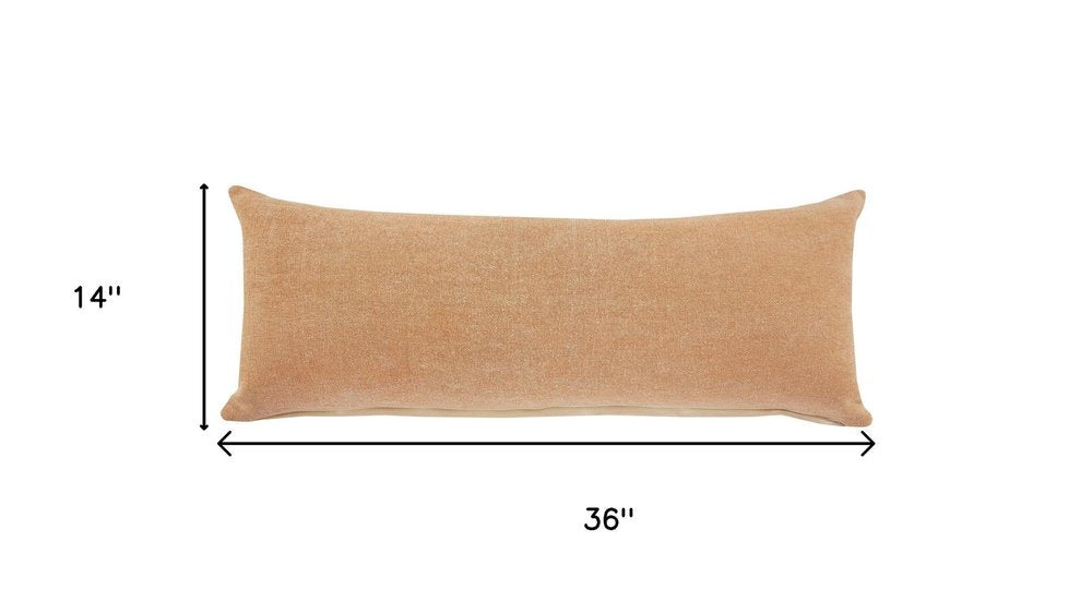 14" X 36" Brown Lumbar Cotton Throw Pillow Cover