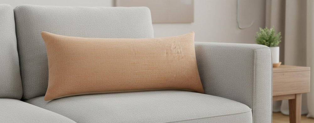 14" X 36" Brown Lumbar Cotton Throw Pillow Cover