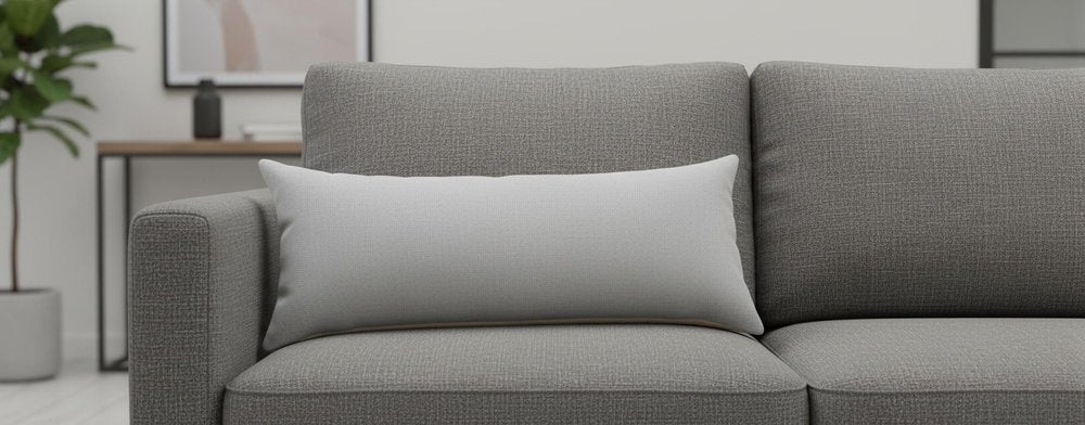 14" X 36" Gray Lumbar Cotton Throw Pillow Cover