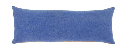 14" X 36" Blue Lumbar Cotton Throw Pillow Cover