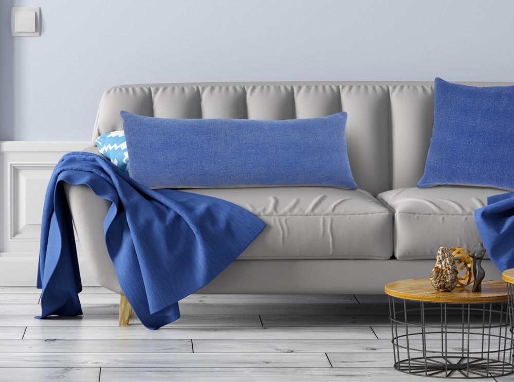 14" X 36" Blue Lumbar Cotton Throw Pillow Cover