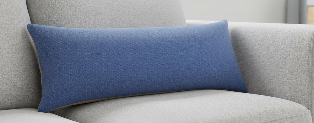 14" X 36" Blue Lumbar Cotton Throw Pillow Cover