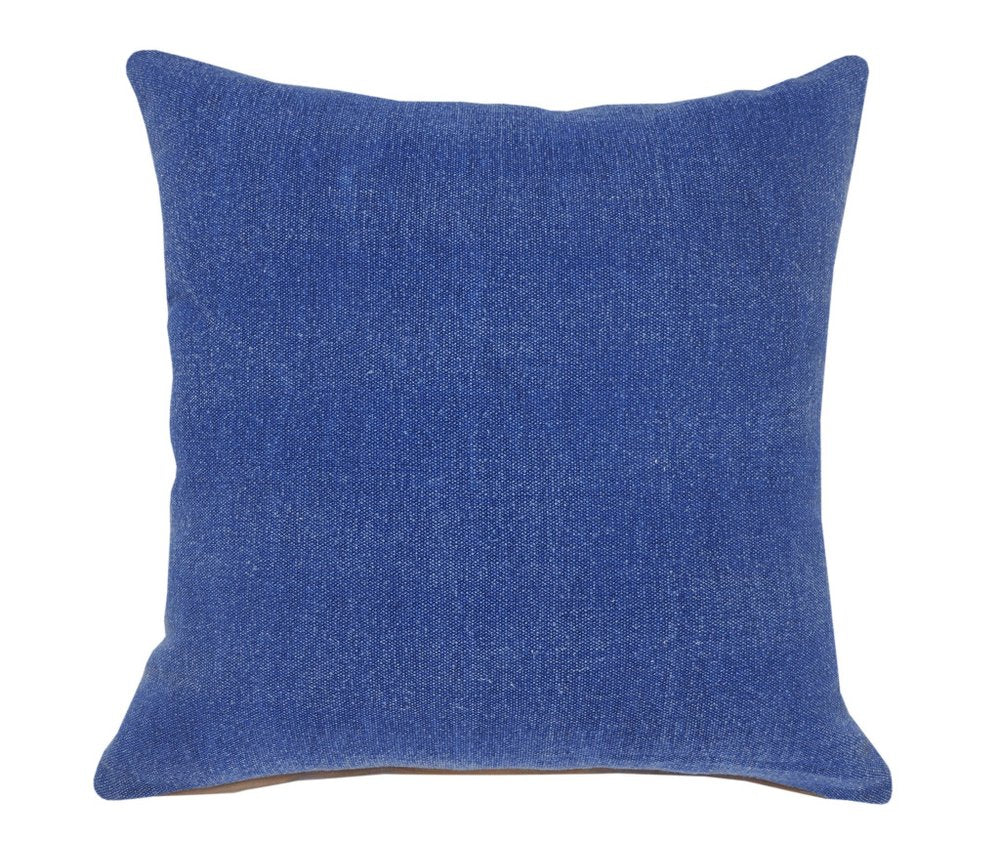 20" Blue Cotton Throw Pillow Cover
