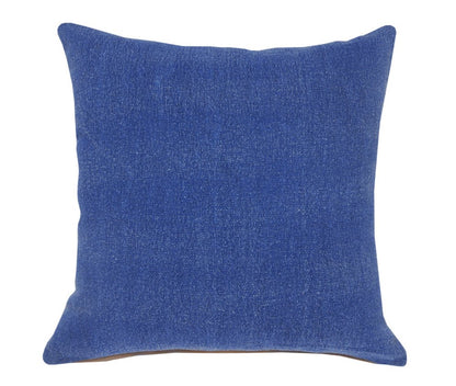 20" Blue Cotton Throw Pillow Cover