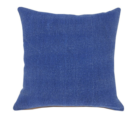 20" Blue Cotton Throw Pillow Cover