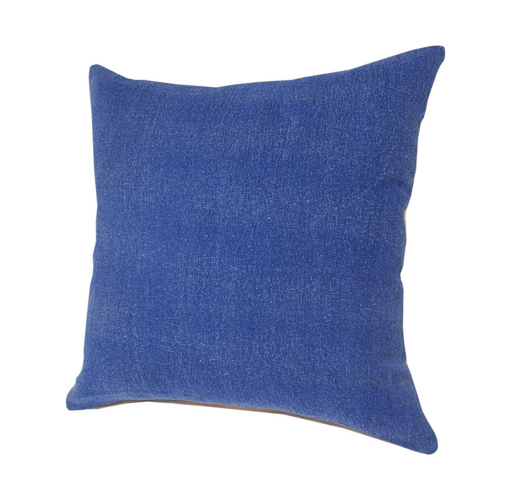 20" Blue Cotton Throw Pillow Cover