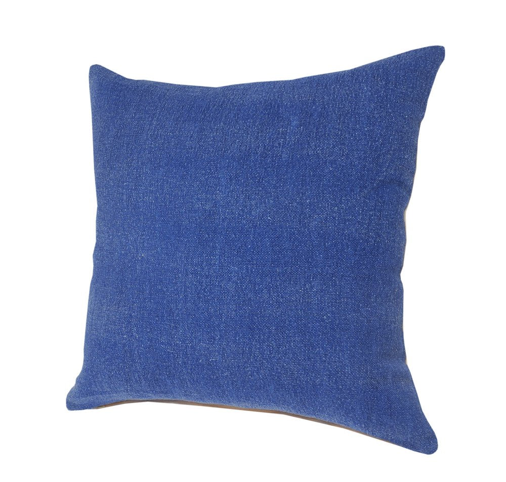 20" Blue Cotton Throw Pillow Cover