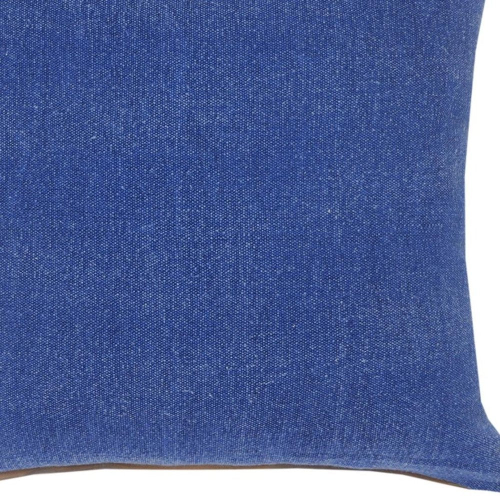 20" Blue Cotton Throw Pillow Cover