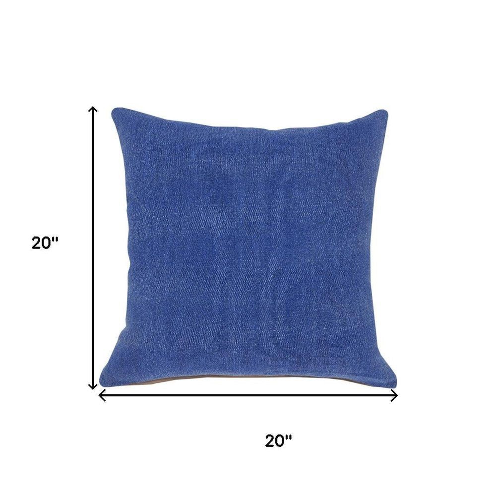 20" Blue Cotton Throw Pillow Cover