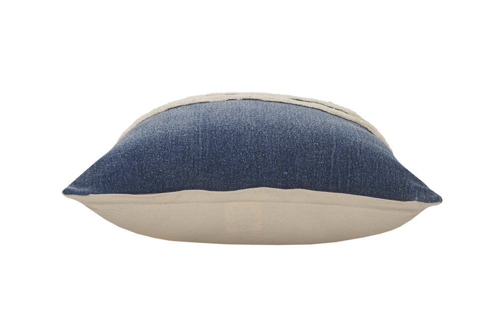 20" Blue And White Striped Cotton Throw Pillow Cover