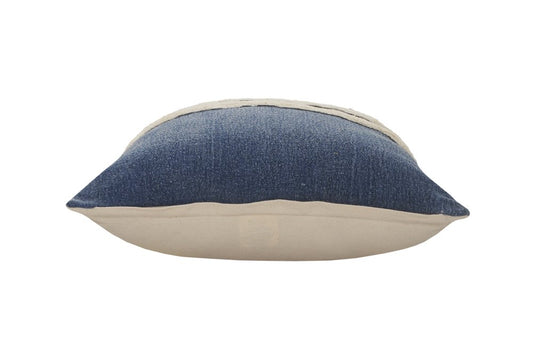 20" Blue And White Striped Cotton Throw Pillow Cover