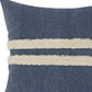 20" Blue And White Striped Cotton Throw Pillow Cover