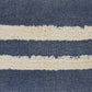 20" Denim Blue And Ivory Striped Cotton Throw Pillow Cover with Applique