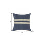 20" Denim Blue And Ivory Striped Cotton Throw Pillow Cover with Applique
