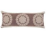 14" X 36" Brown And White Lumbar Medallion Cotton Throw Pillow Cover with Texture