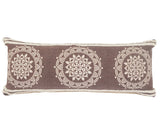 14" X 36" Brown And White Lumbar Medallion Cotton Throw Pillow Cover
