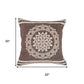 20" Brown And White Medallion Cotton Throw Pillow Cover with Texture