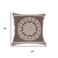 20" Brown And White Medallion Cotton Throw Pillow Cover