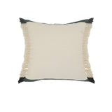 20" Green And White Striped Cotton Throw Pillow Cover with Fringe