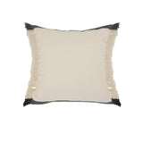 20" Green And White Striped Cotton Throw Pillow Cover with Fringe