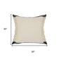 20" Green And White Striped Cotton Throw Pillow Cover with Fringe