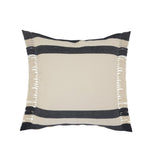 20" Blue And White Striped Cotton Throw Pillow Cover with Fringe