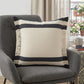 20" Blue And White Striped Cotton Throw Pillow Cover with Fringe