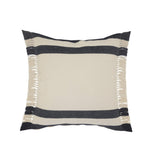 26" Blue And White Floor Striped Cotton Throw Pillow Cover with Fringe