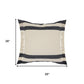 26" Blue And White Floor Striped Cotton Throw Pillow Cover with Fringe
