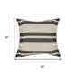 20" Gray And White Striped Cotton Throw Pillow Cover with Fringe