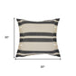 20" Gray And White Striped Cotton Throw Pillow Cover