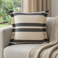 20" Gray And White Striped Cotton Throw Pillow Cover with Fringe
