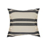 20" Gray And White Striped Cotton Throw Pillow Cover with Fringe