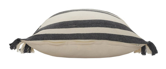 20" Gray And White Striped Cotton Throw Pillow Cover