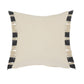 20" Gray And White Striped Cotton Throw Pillow Cover with Fringe