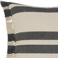 20" Gray And White Striped Cotton Throw Pillow Cover with Fringe