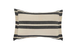 16" X 24" Gray And White Lumbar Striped Cotton Throw Pillow Cover with Fringe
