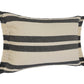 16" X 24" Gray And White Lumbar Striped Cotton Throw Pillow Cover with Fringe