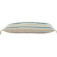 14" X 36" Off White And Turquoise Lumbar Beach Striped Cotton Throw Pillow Cover with Tassels