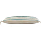14" X 36" Off White And Turquoise Lumbar Beach Striped Cotton Throw Pillow Cover with Tassels