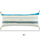 14" X 36" White And Blue Lumbar Beach Striped Cotton Throw Pillow Cover