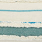 14" X 36" Off White And Turquoise Lumbar Beach Striped Cotton Throw Pillow Cover with Tassels
