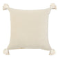 20" Off White And Turquoise Beach Striped Cotton Throw Pillow Cover with Tassels