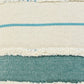 20" Off White And Turquoise Beach Striped Cotton Throw Pillow Cover with Tassels