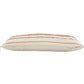 14" X 36" White And Brown Lumbar Beach Striped Cotton Throw Pillow Cover with Tassels Tufts And Texture