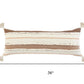 14" X 36" White And Brown Lumbar Beach Striped Cotton Throw Pillow Cover with Tassels Tufts And Texture