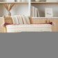 14" X 36" Off White And Maroon Lumbar Beach Striped Cotton Throw Pillow Cover with Tassels