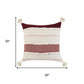 20" White And Red Beach Geometric Cotton Throw Pillow Cover